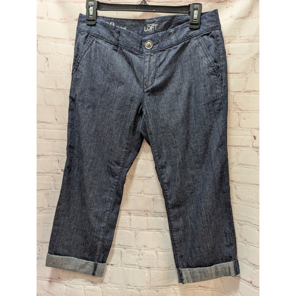 Ann Taylor Loft petites Capri Denim Original Blue Jeans sz 2P rolled cuffs NWT